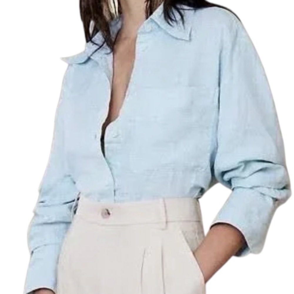Banana Republic Linen Blue Button Down Shirt - Size XS